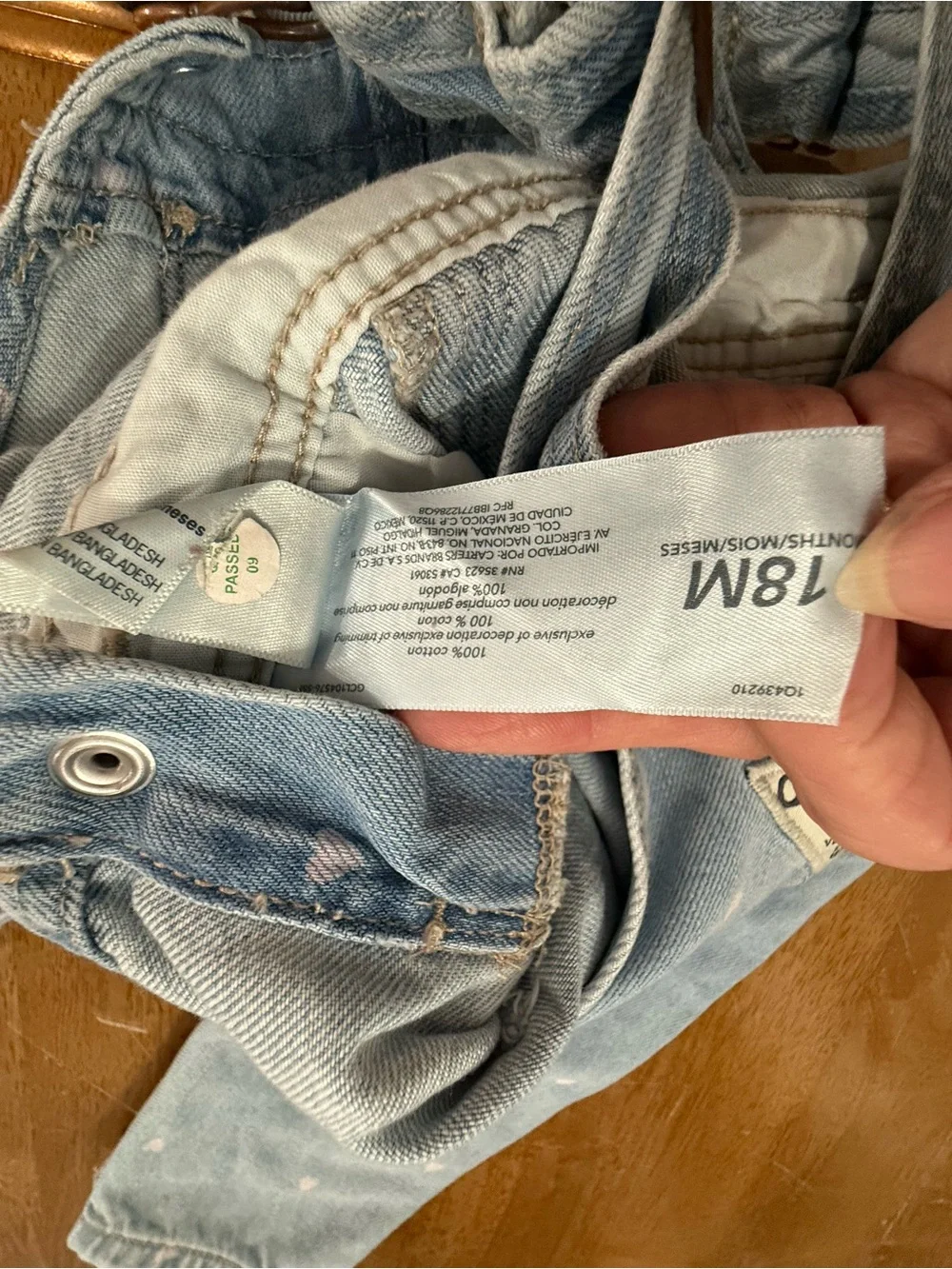 OshKosh B'gosh Light Blue Denim Heart Pocket Overalls VINTAGE 18M